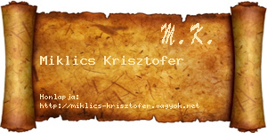 Miklics Krisztofer névjegykártya